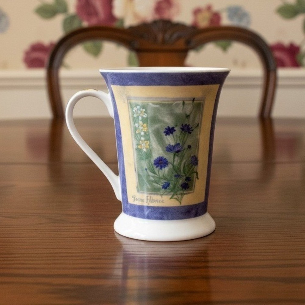 Pimpernal English Cornflower Coffee Cup, Vintage Fine Porcelain Mug, Drinkware